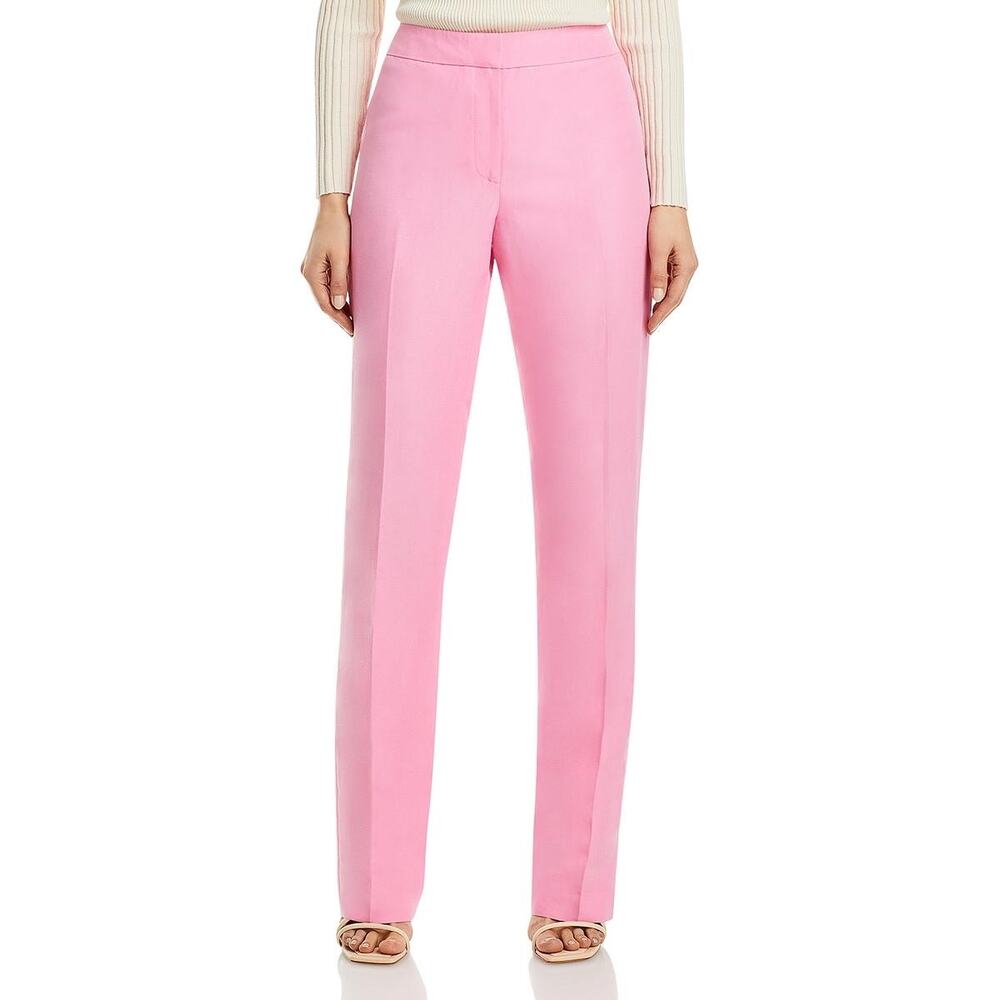 Lafayette 148 Barrow Pants Size 10 Pink Madder Silk 32.5" Trousers Designer - Picture 1 of 13